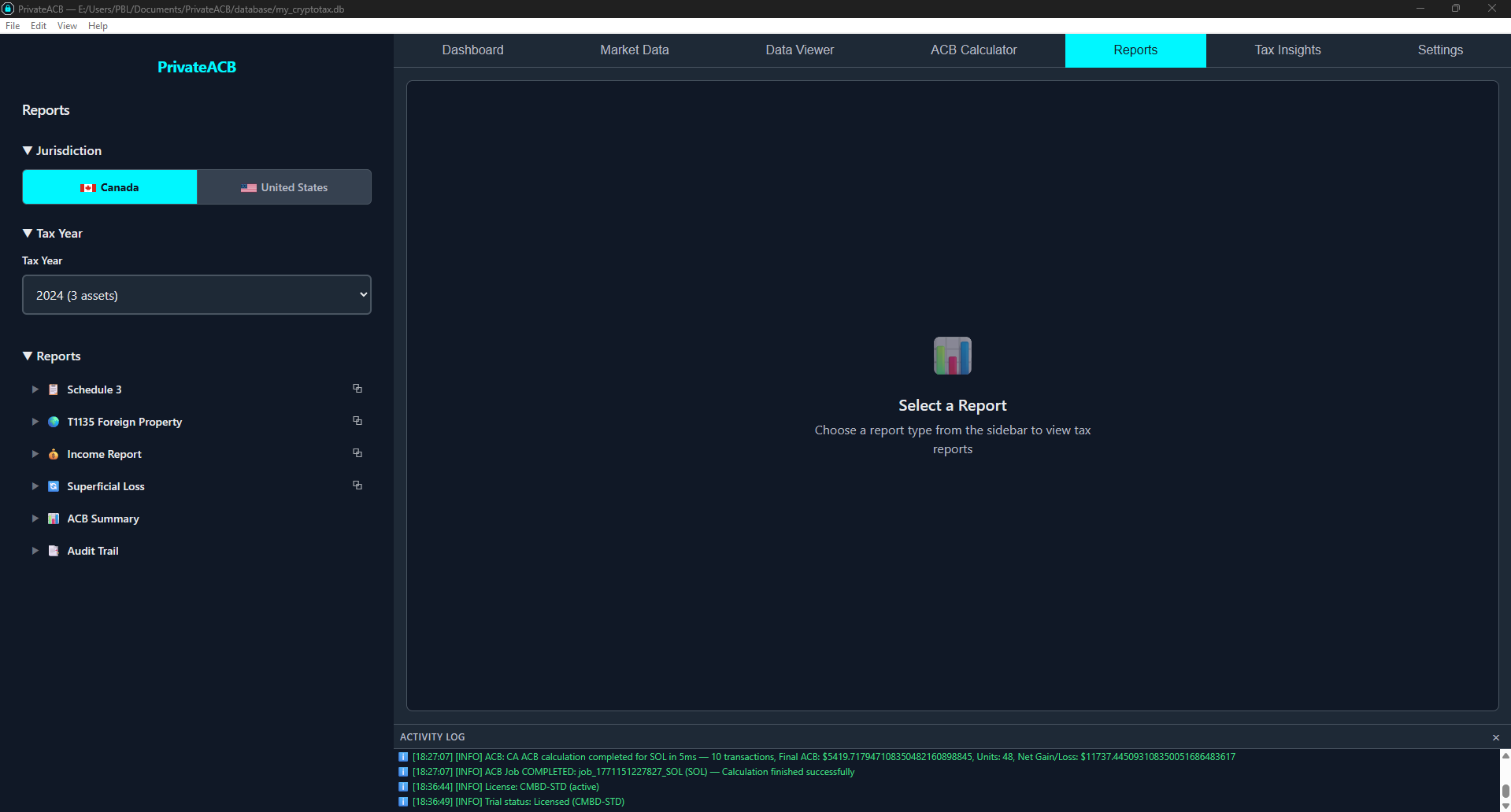 Reports Tab — Canada