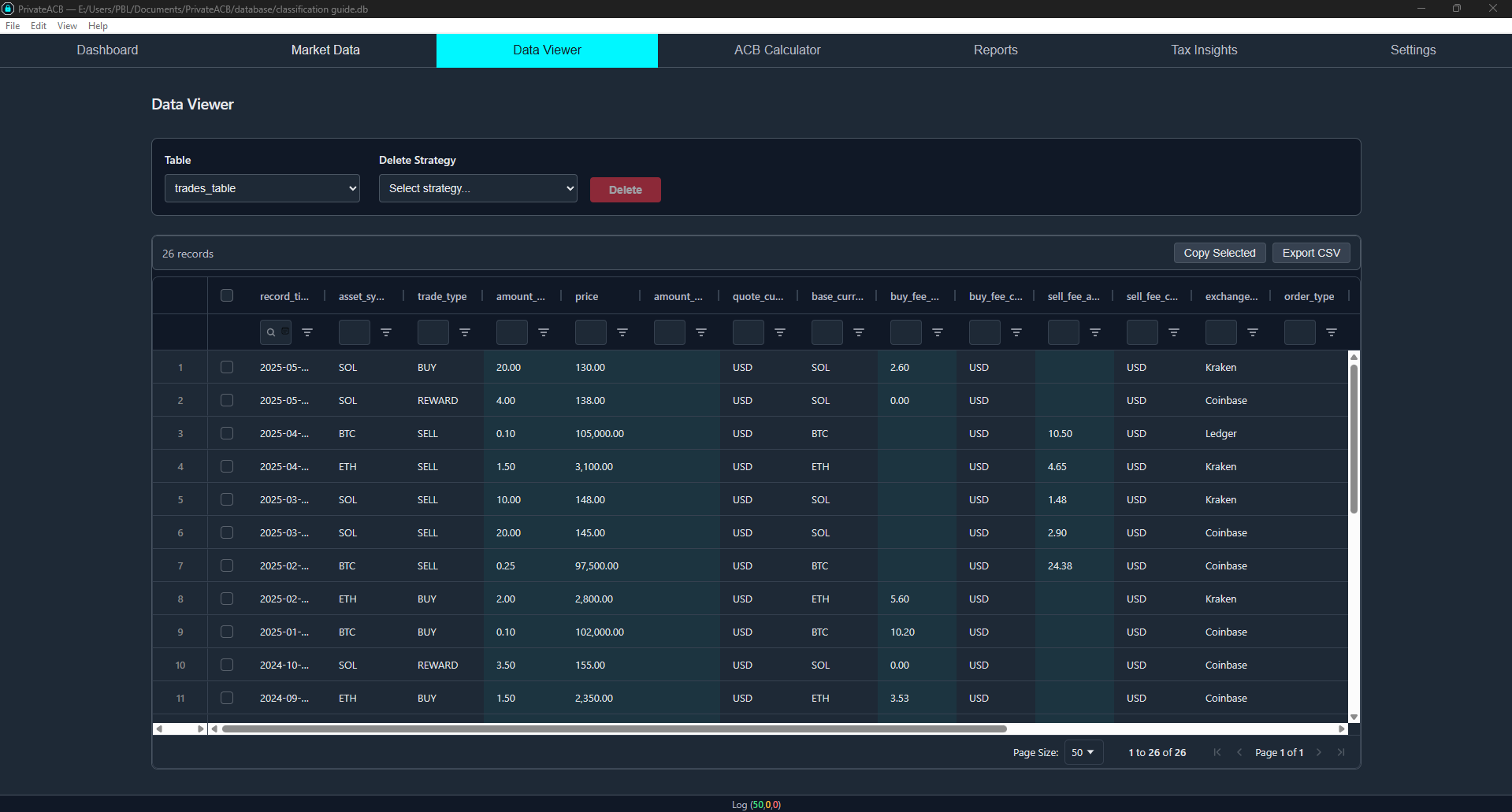 Data Viewer Transactions