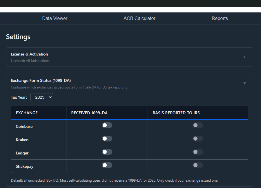 Exchange Form Status Settings
