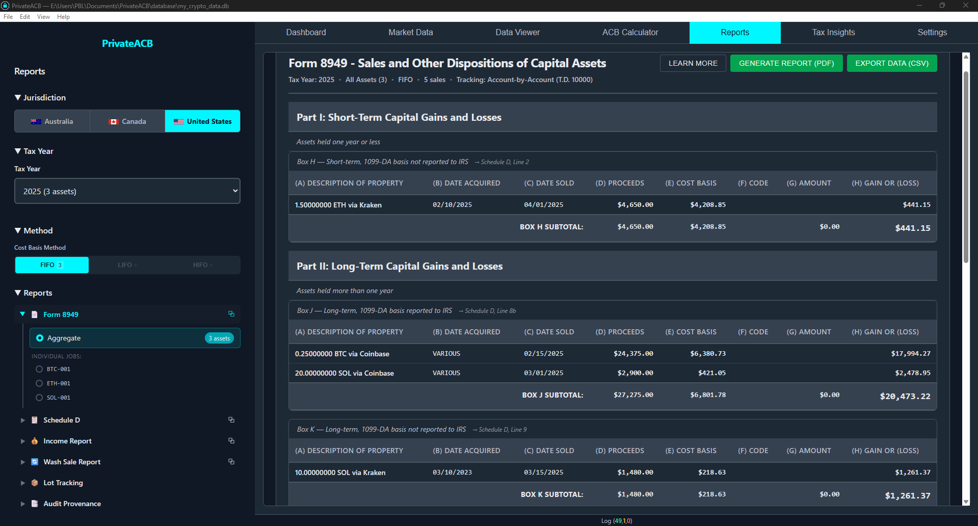 Form 8949 Box Categories