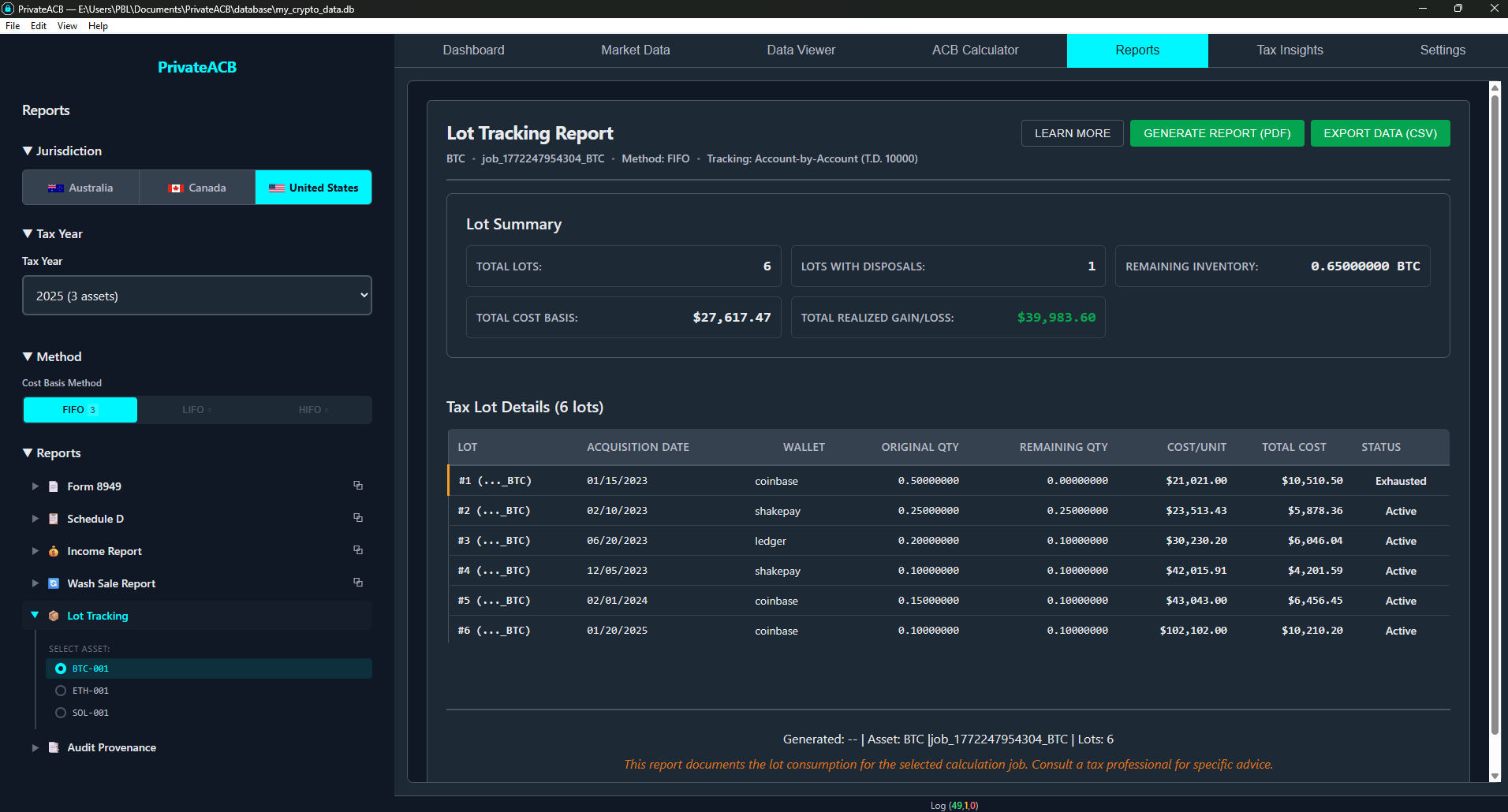 Lot Tracking Report — Account and Origin Columns